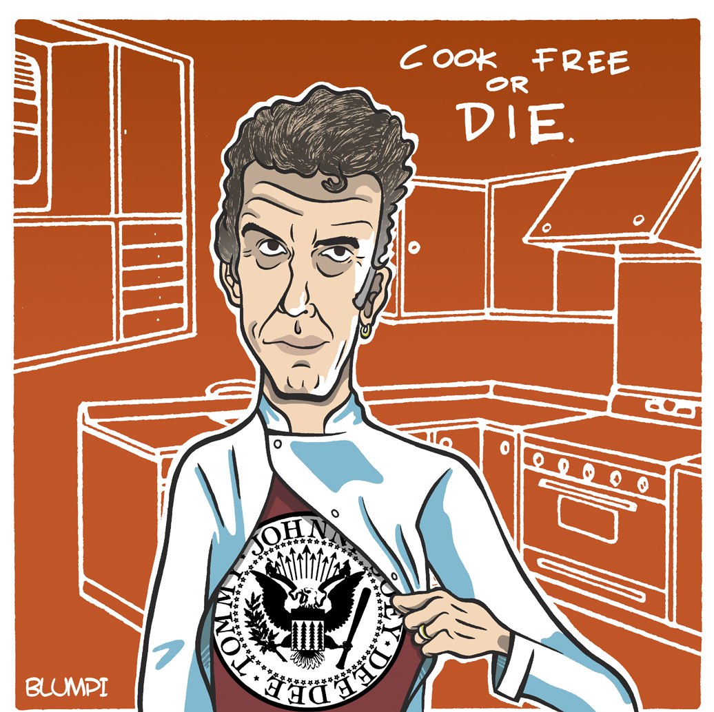Retrato de Anthony Bourdain, por Jorge Flores, Blumpi.