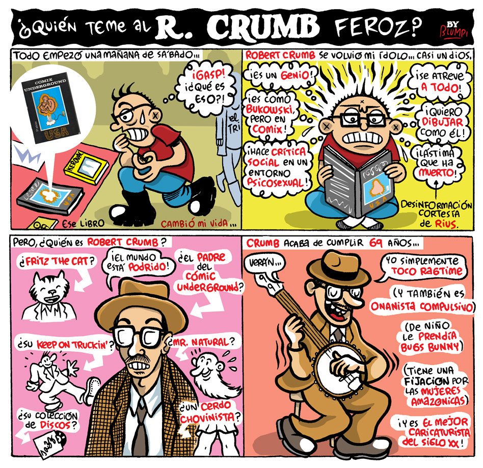 "¿Quién teme al R. Crumb feroz?", cómic sobre Robert Crumb, por Jorge Flores, Blumpi