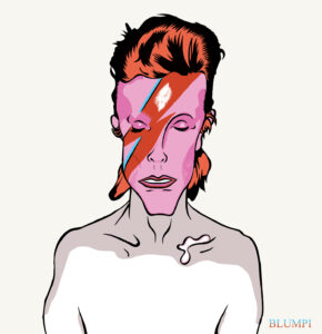 Retrato de David Bowie, por Jorge Flores, Blumpi