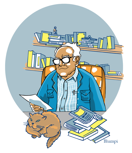 Retrato de Carlos Monsiváis, por Jorge Flores, Blumpi.