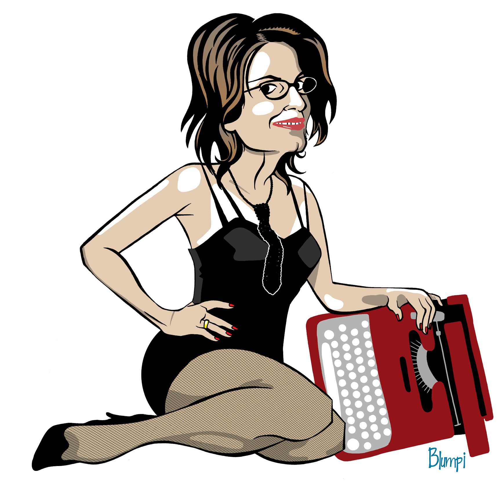 Retrato de Tina Fey, por Jorge Flores, Blumpi.