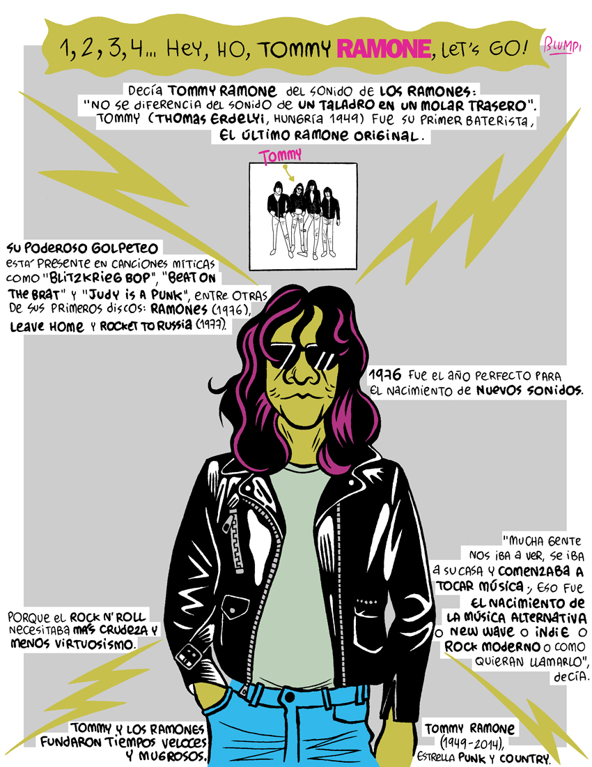 "Hey, Ho, Tommy Ramone, Let's Go", cómic por Jorge Flores, Blumpi