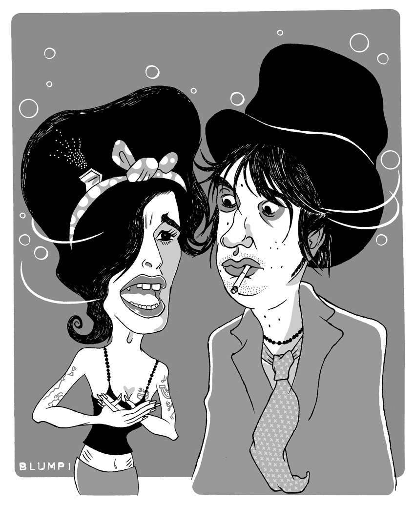 Retrato de Amy Winehouse y Peter Doherty, por Jorge Flores, Blumpi.
